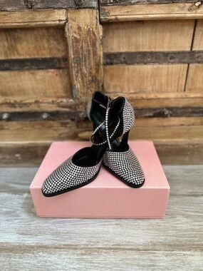 Magda Butrym Black Crystal-Embellished Pointed Toe Heels